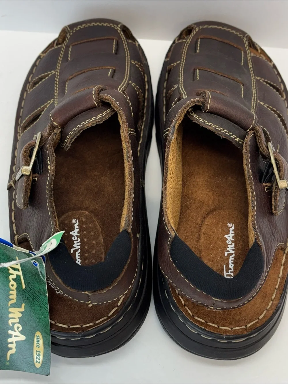 Thom McAn Dark Brown Leather Fisherman Sandals with Buckle